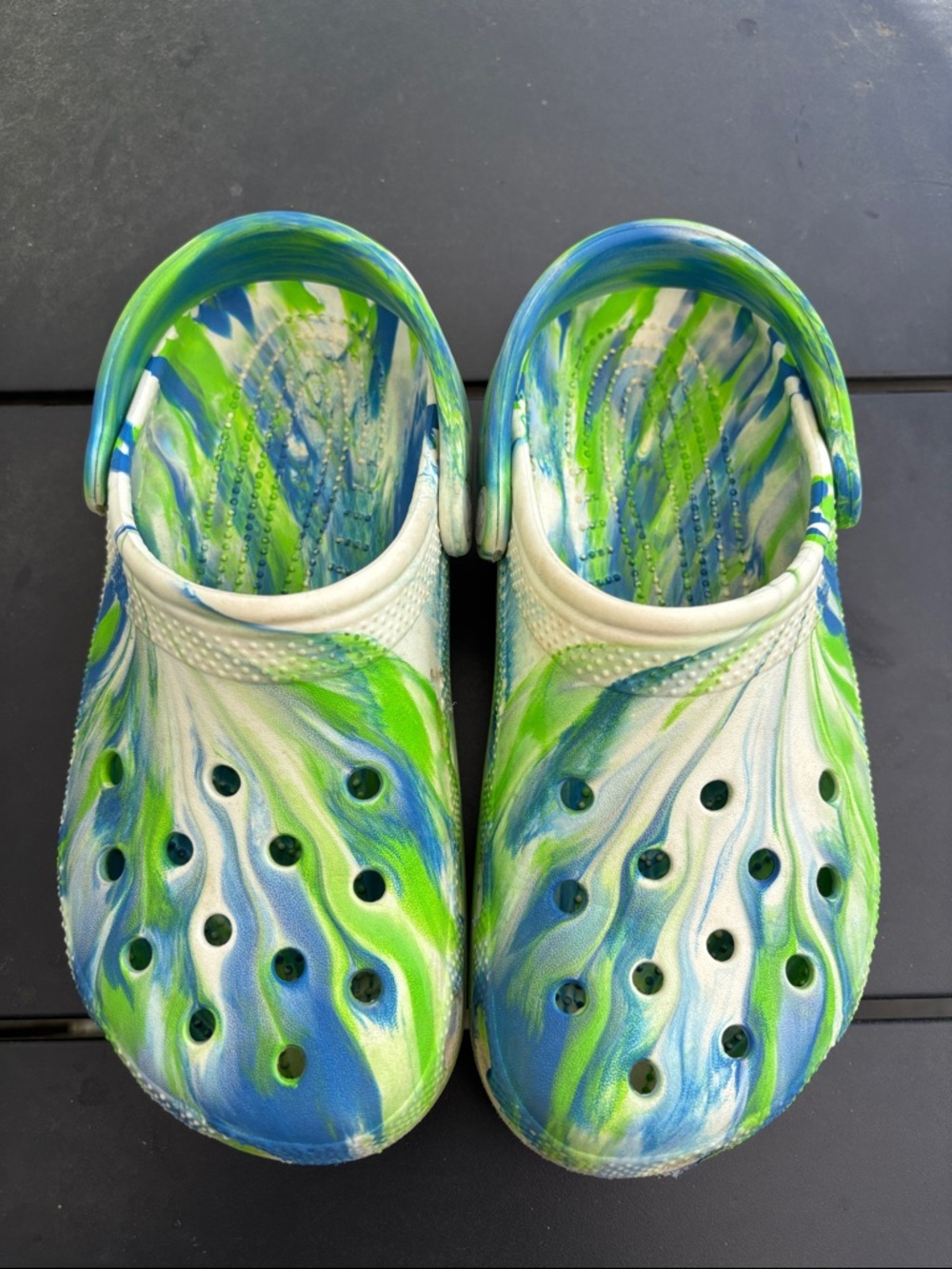 CROCS Kids Blue & Green Swirl Clogs